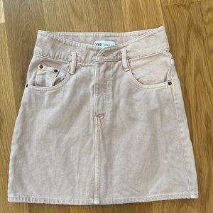 Pink denim miniskirt